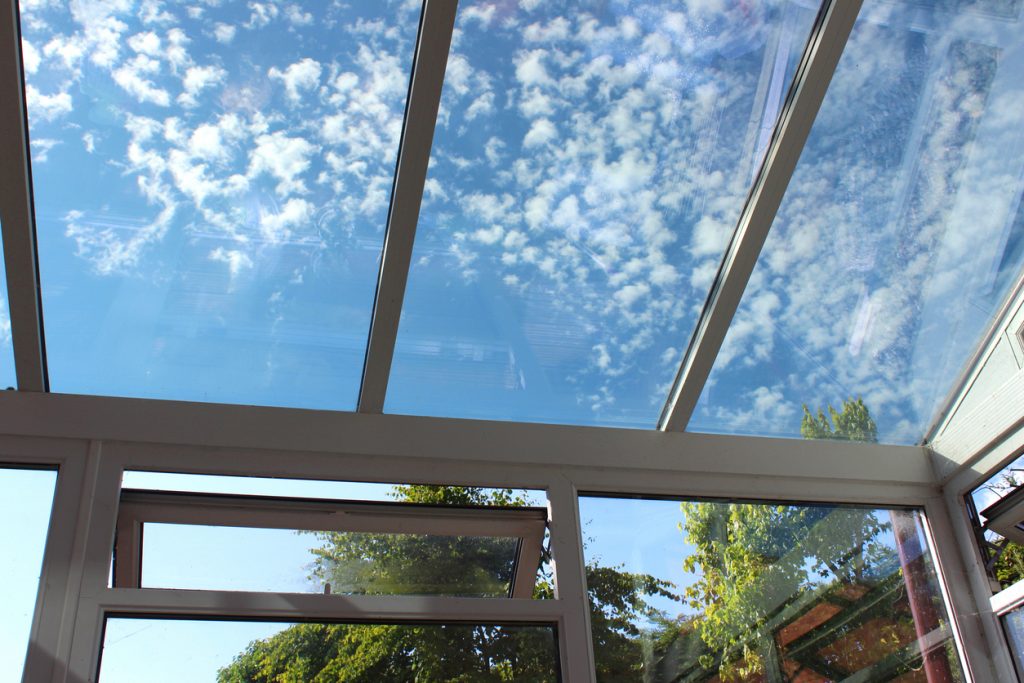 Image of glass conservatory roof panels, with self-cleaning tinted glass