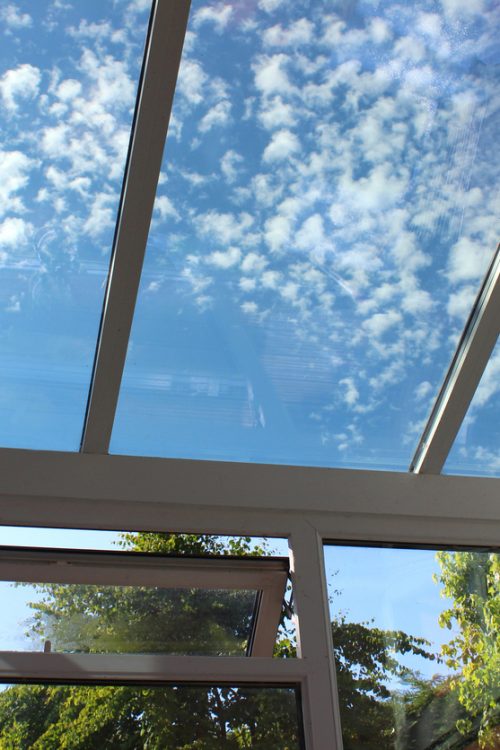 Image of glass conservatory roof panels, with self-cleaning tinted glass