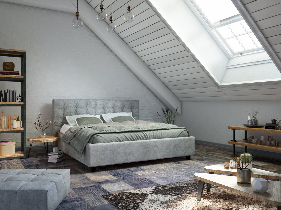 Loft room with cozy design.